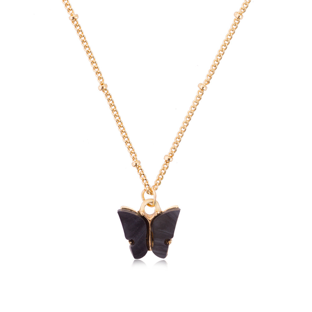 Butterfly Pendant Necklace for Women & Girls Acrylic with Gold-Plated Jewelry