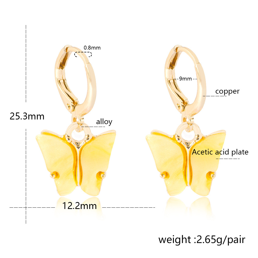12 Pairs Women Butterfly Earrings Colorful Acrylic Drop hook Earring Women's Dangle Ear Fashion Jewelry Gifts