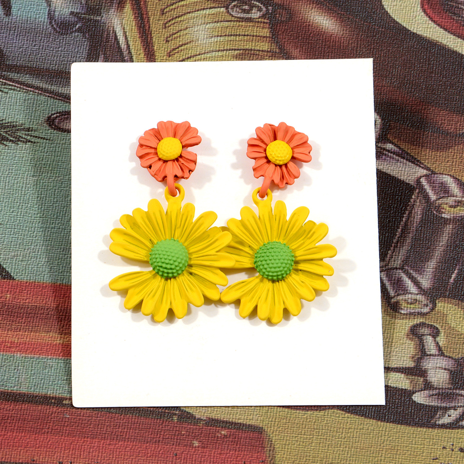 Small Daisy Stud Earrings for Women Girl S925 Silver Needle Color Sunflower Flower Hypoallergenic Earrings for Sensitive Ears