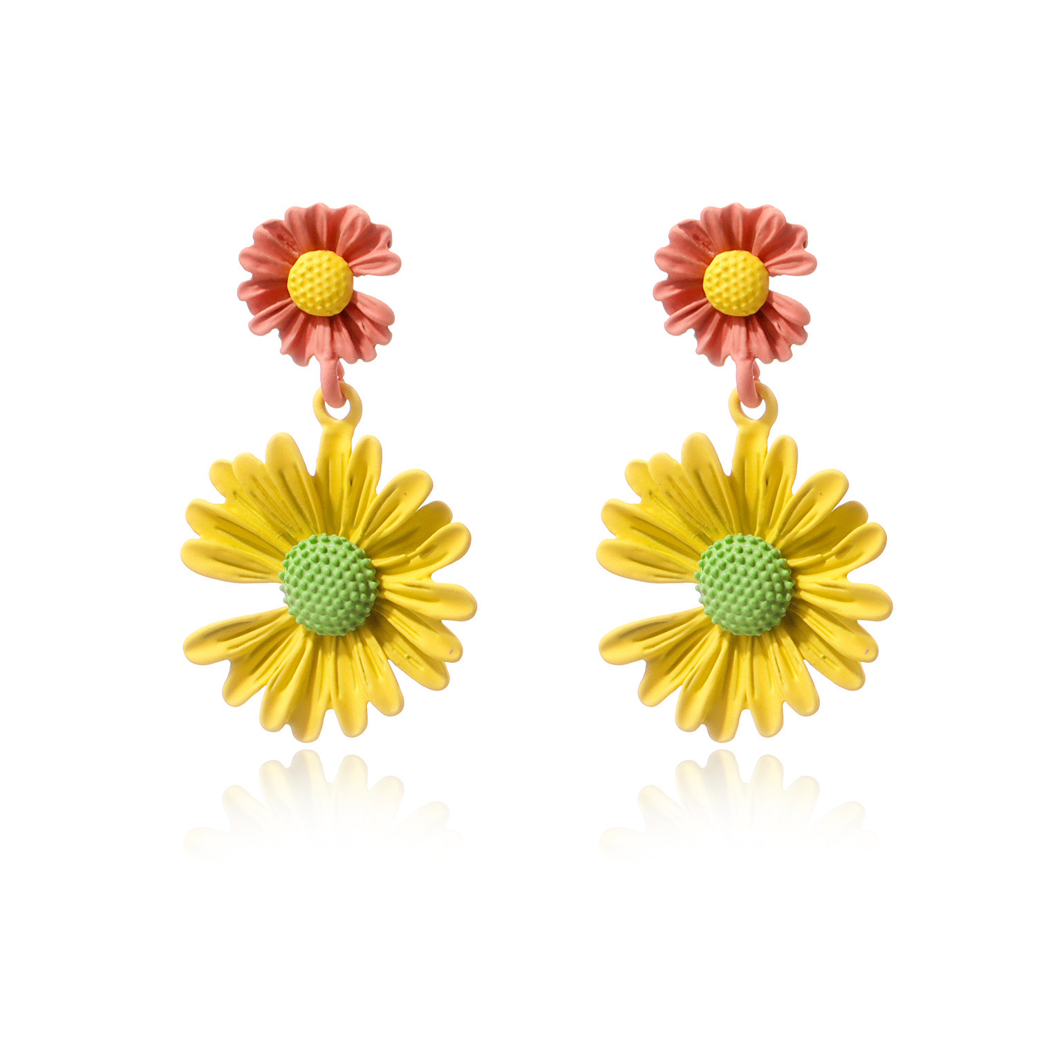 Small Daisy Stud Earrings for Women Girl S925 Silver Needle Color Sunflower Flower Hypoallergenic Earrings for Sensitive Ears