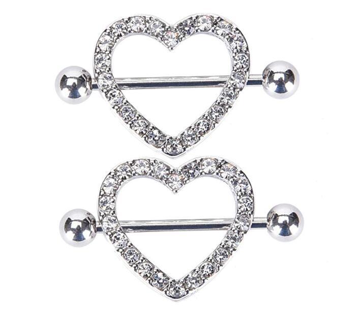Heart Nipple Rings Stainless Steel Nipple Piercings Barbell 14G Two-Layers Jewelry for Women Men