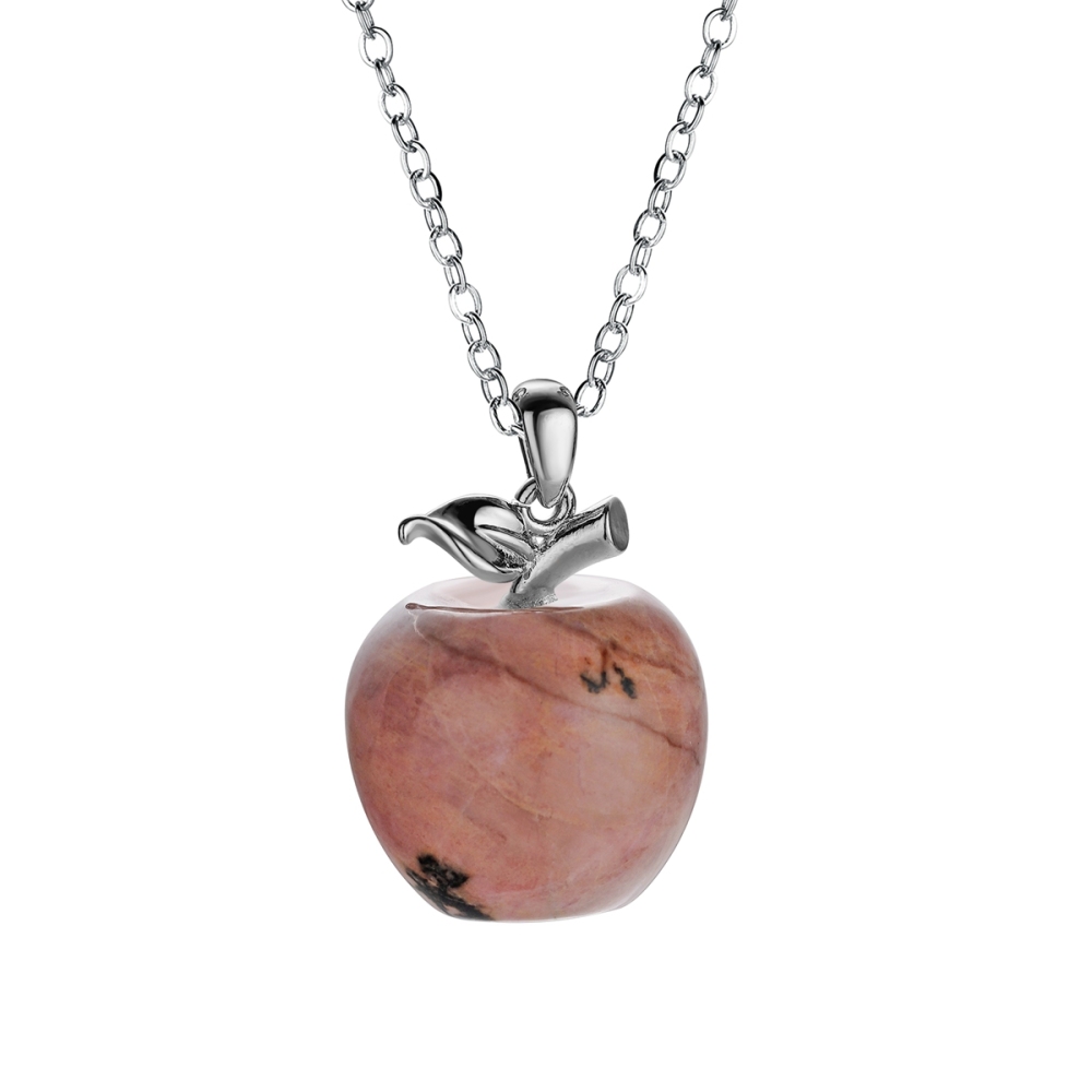 Stone Pendant Necklace Pure Natural Crystal Gemstone Christmas Apple Shape for Women and Girls Pendant Fashion Jewelry
