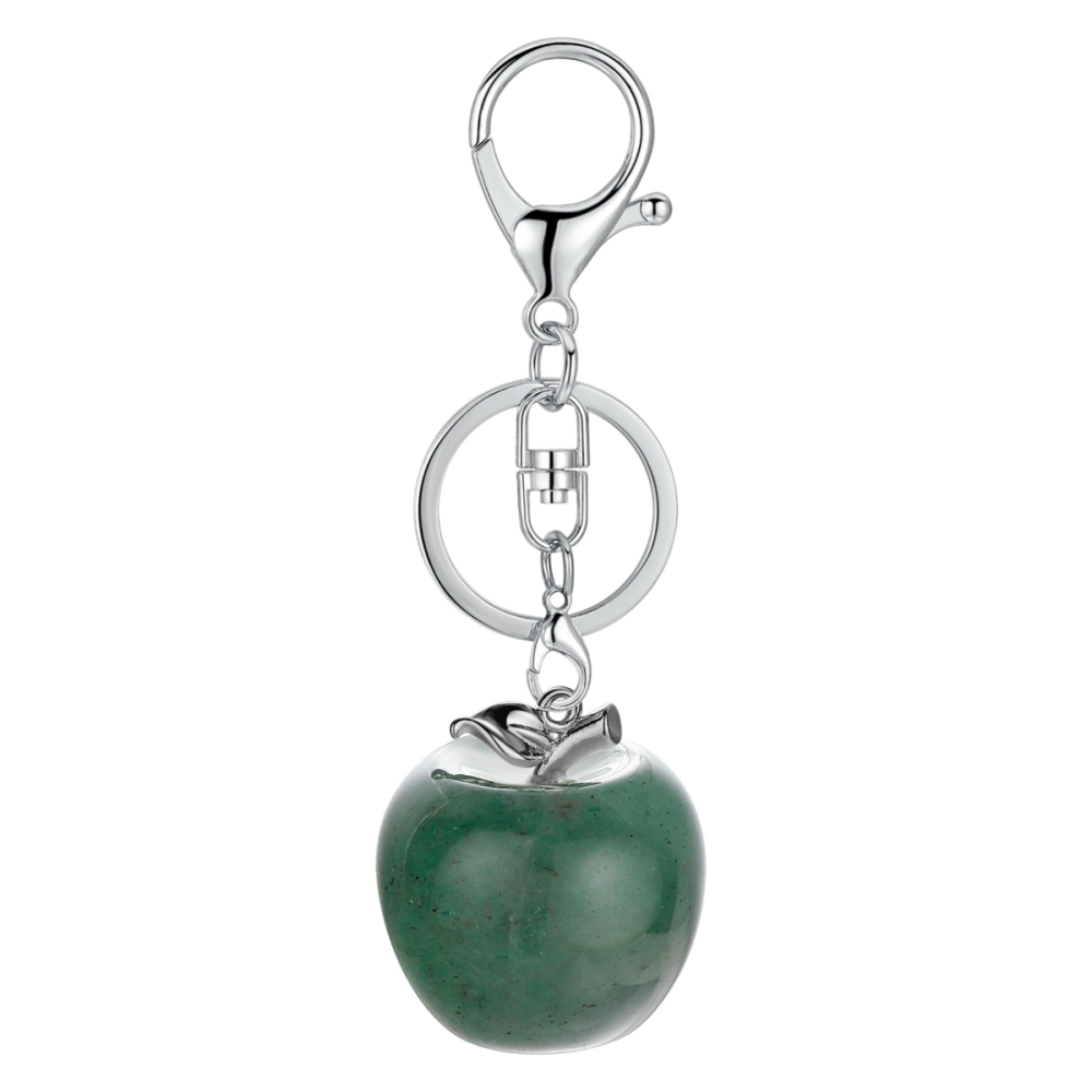 Double Pendant Natural Crystal Stone Apple Shape Stone Charm Jewelry DIY Necklace Keychain Men and Women