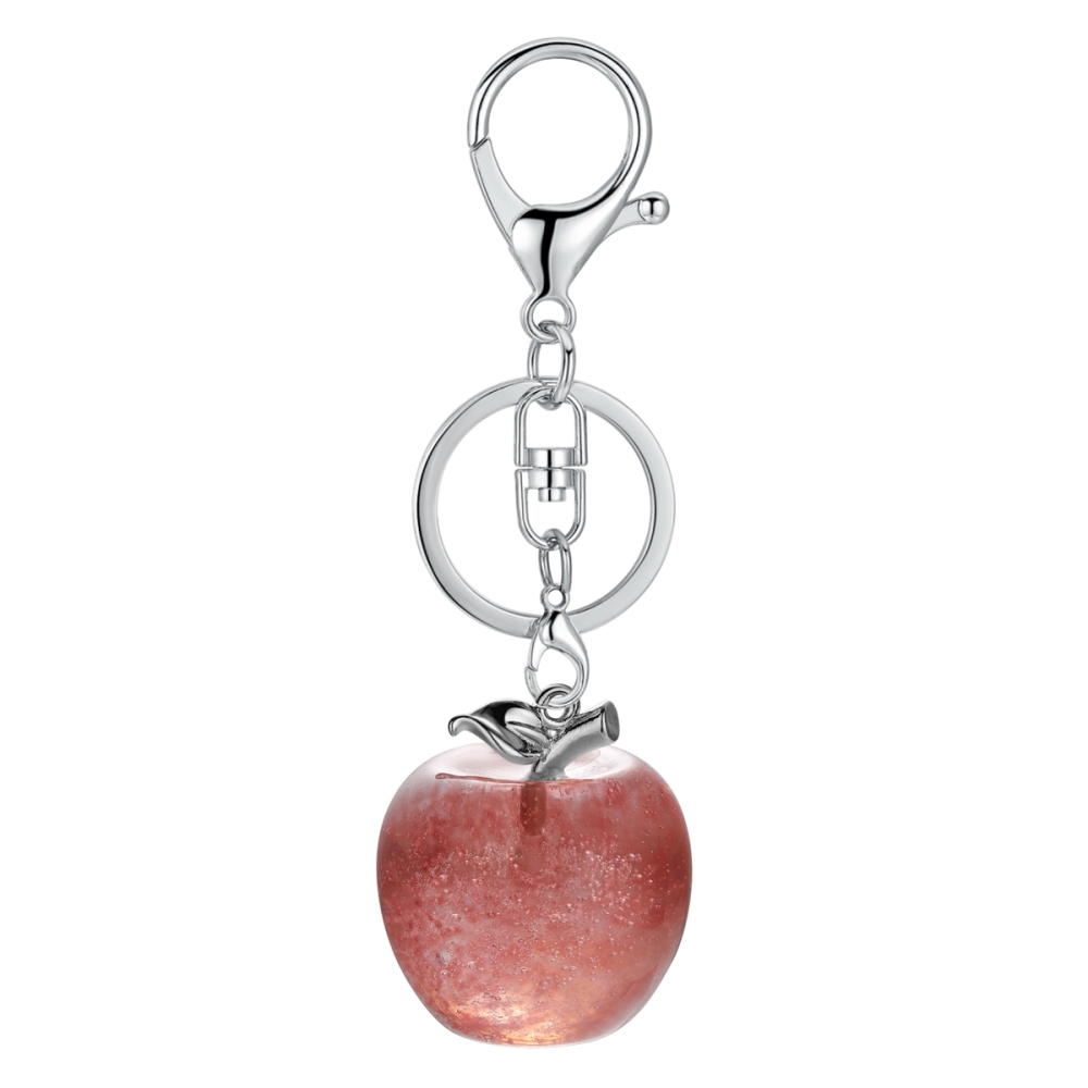 Double Pendant Natural Crystal Stone Apple Shape Stone Charm Jewelry DIY Necklace Keychain Men and Women