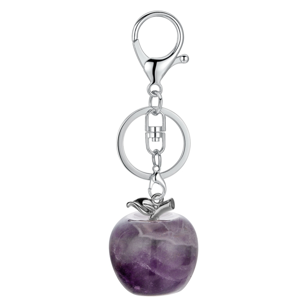 Double Pendant Natural Crystal Stone Apple Shape Stone Charm Jewelry DIY Necklace Keychain Men and Women