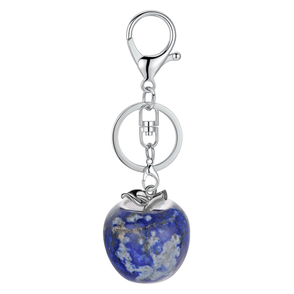 Double Pendant Natural Crystal Stone Apple Shape Stone Charm Jewelry DIY Necklace Keychain Men and Women