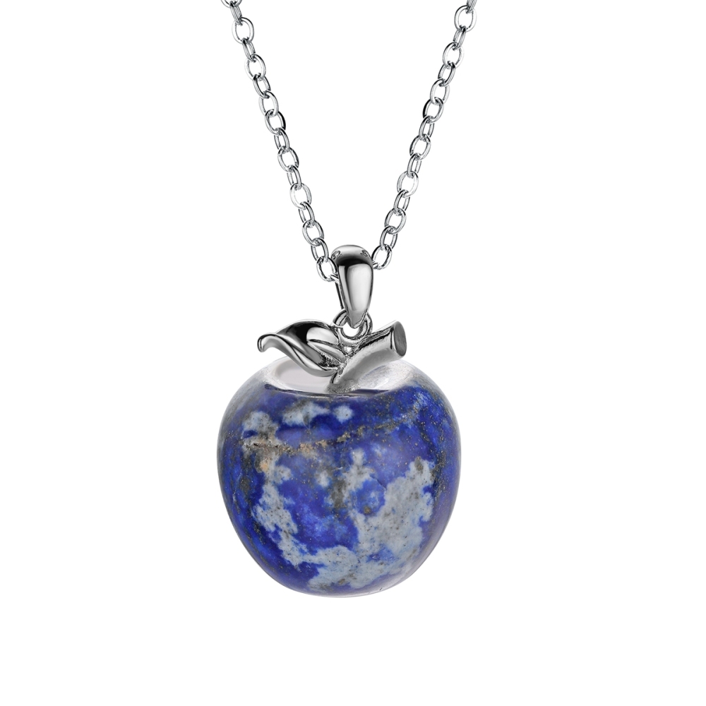 Stone Pendant Necklace Pure Natural Crystal Gemstone Christmas Apple Shape for Women and Girls Pendant Fashion Jewelry