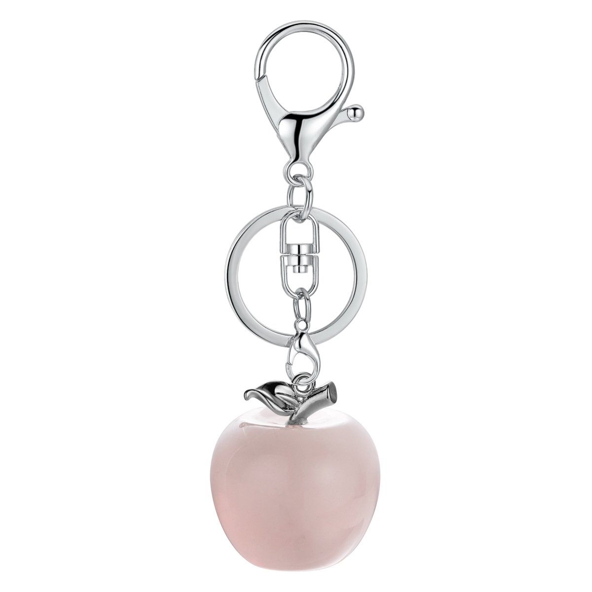 Double Pendant Natural Crystal Stone Apple Shape Stone Charm Jewelry DIY Necklace Keychain Men and Women