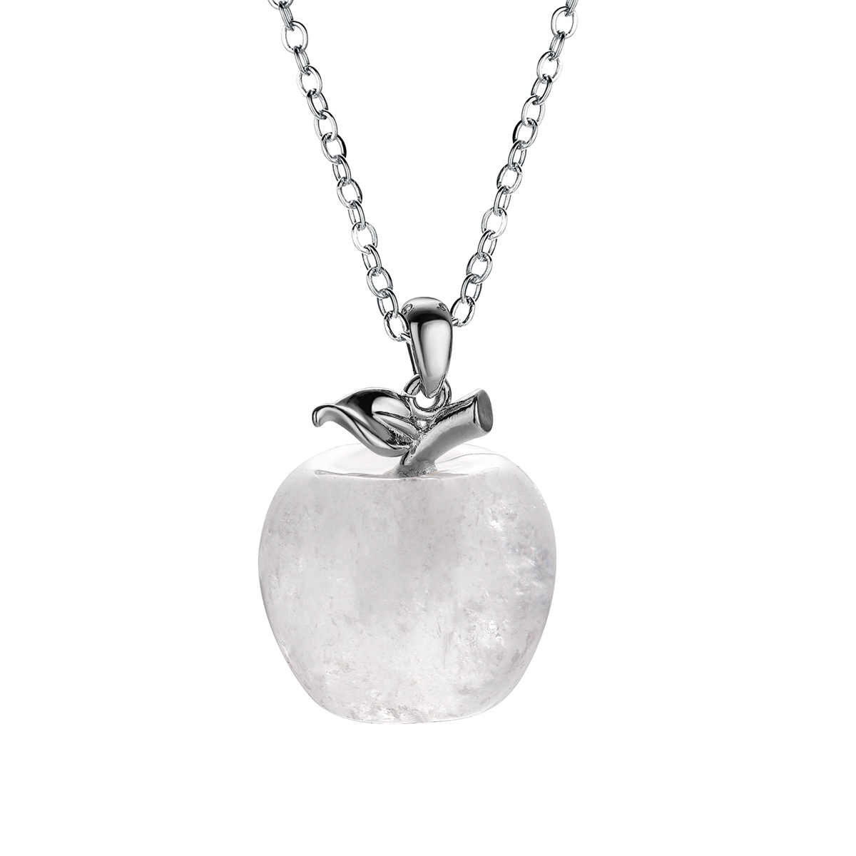 Stone Pendant Necklace Pure Natural Crystal Gemstone Christmas Apple Shape for Women and Girls Pendant Fashion Jewelry