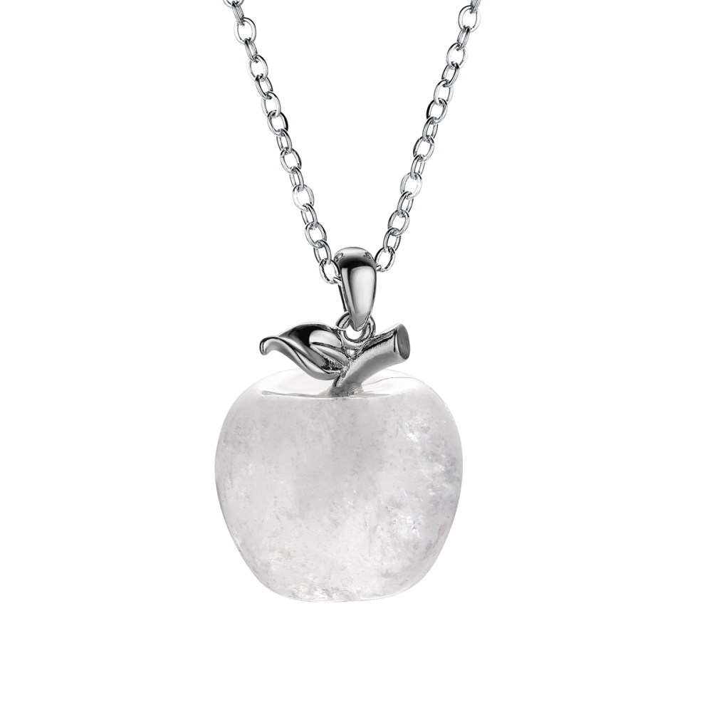 Stone Pendant Necklace Pure Natural Crystal Gemstone Christmas Apple Shape for Women and Girls Pendant Fashion Jewelry