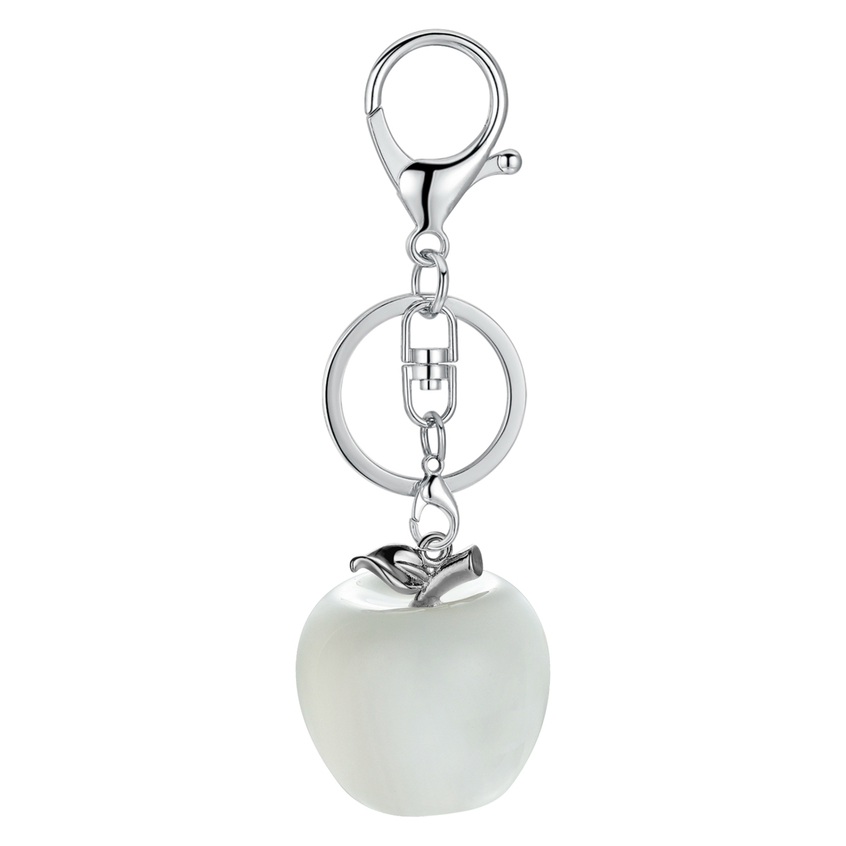Double Pendant Natural Crystal Stone Apple Shape Stone Charm Jewelry DIY Necklace Keychain Men and Women