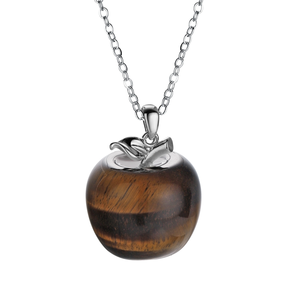 Stone Pendant Necklace Pure Natural Crystal Gemstone Christmas Apple Shape for Women and Girls Pendant Fashion Jewelry