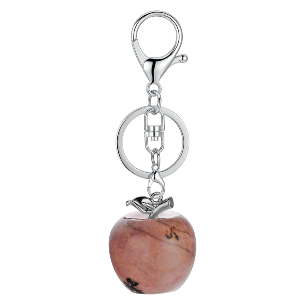 Double Pendant Natural Crystal Stone Apple Shape Stone Charm Jewelry DIY Necklace Keychain Men and Women