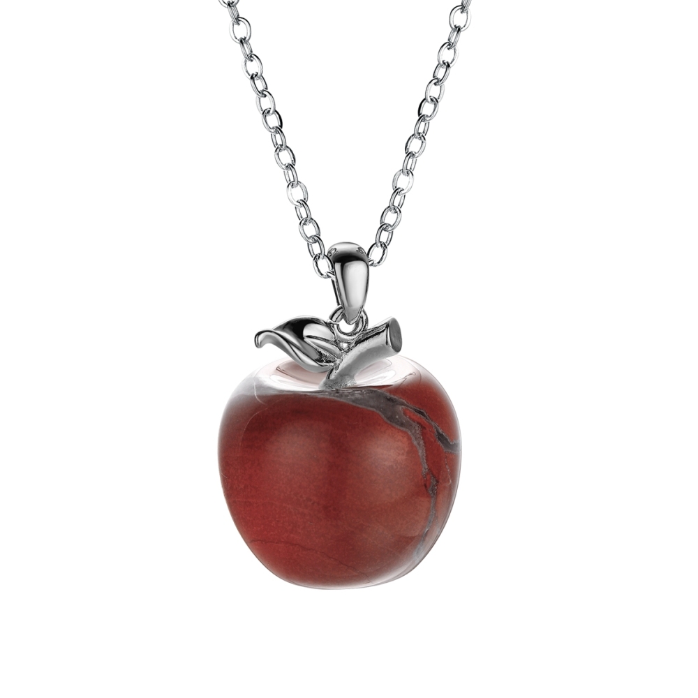 Stone Pendant Necklace Pure Natural Crystal Gemstone Christmas Apple Shape for Women and Girls Pendant Fashion Jewelry