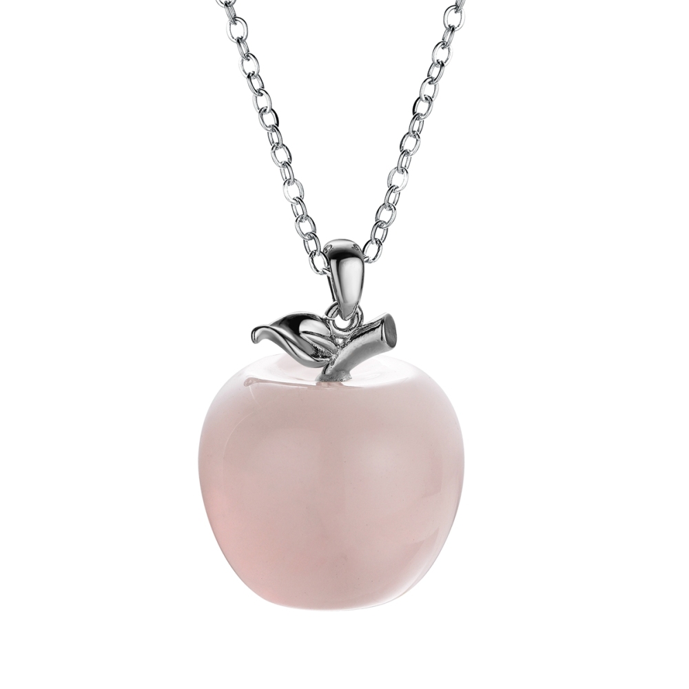 Stone Pendant Necklace Pure Natural Crystal Gemstone Christmas Apple Shape for Women and Girls Pendant Fashion Jewelry