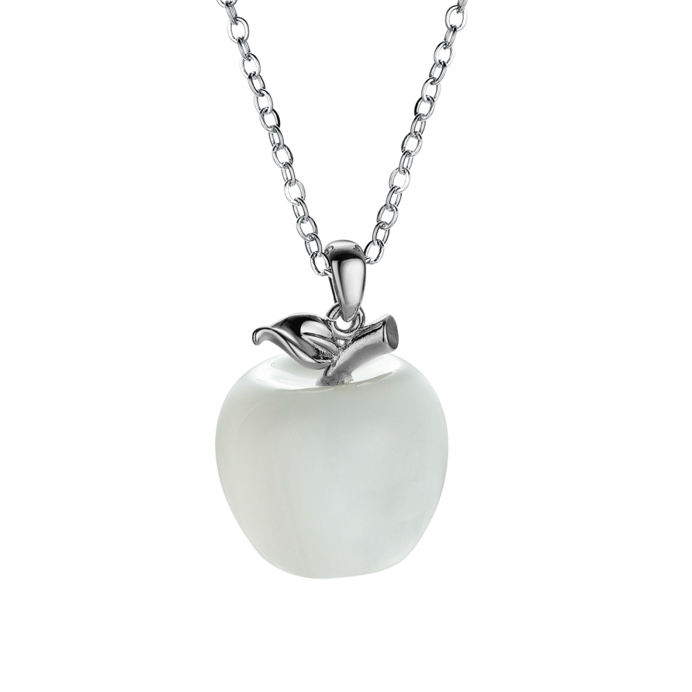 Stone Pendant Necklace Pure Natural Crystal Gemstone Christmas Apple Shape for Women and Girls Pendant Fashion Jewelry