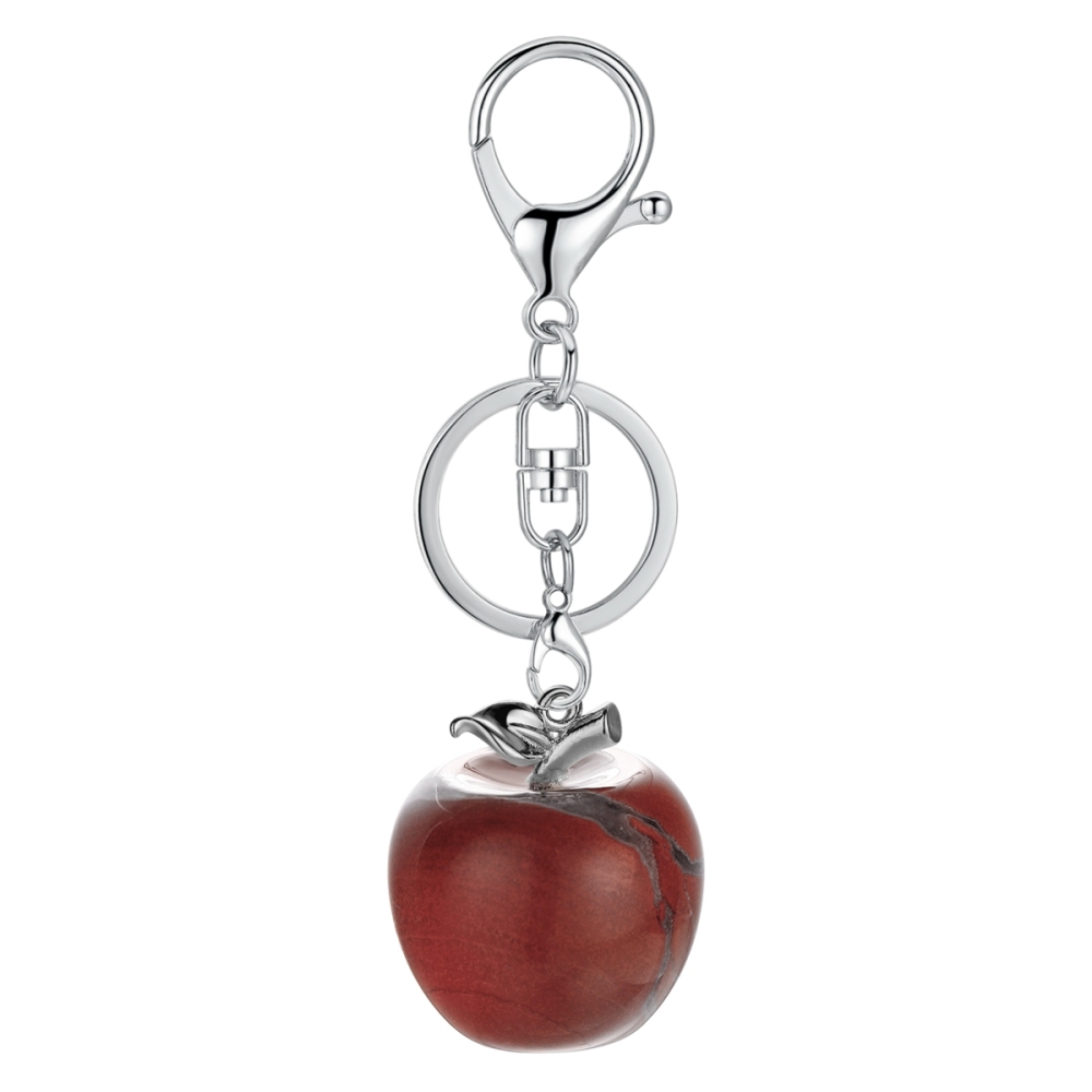 Double Pendant Natural Crystal Stone Apple Shape Stone Charm Jewelry DIY Necklace Keychain Men and Women