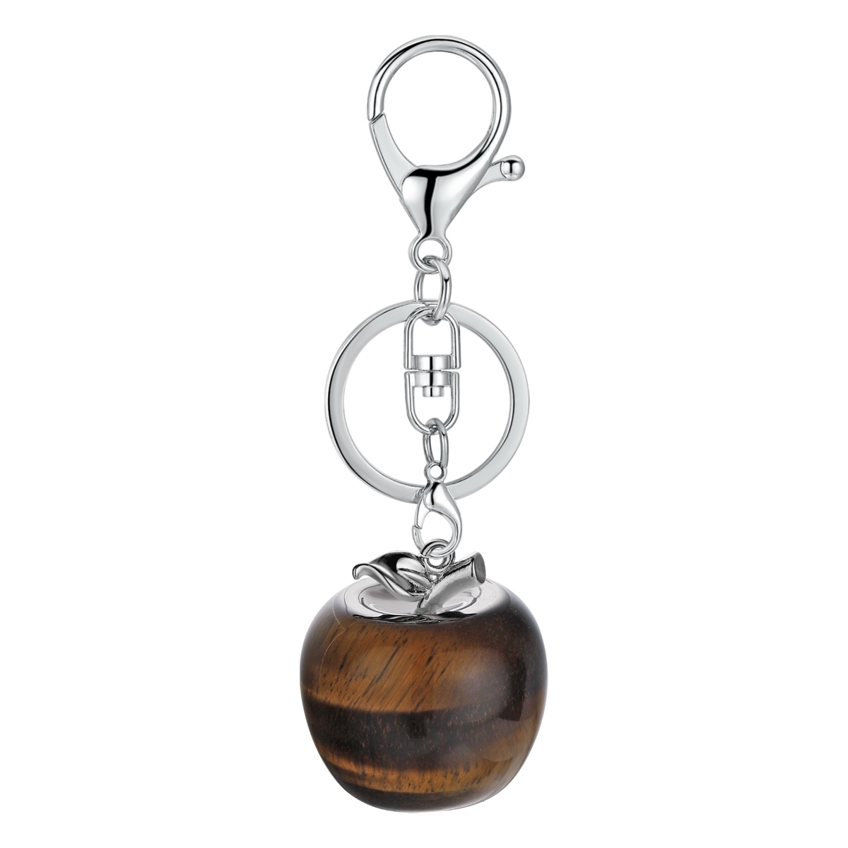 Double Pendant Natural Crystal Stone Apple Shape Stone Charm Jewelry DIY Necklace Keychain Men and Women