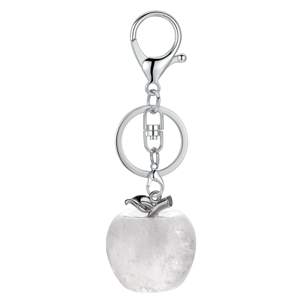 Double Pendant Natural Crystal Stone Apple Shape Stone Charm Jewelry DIY Necklace Keychain Men and Women