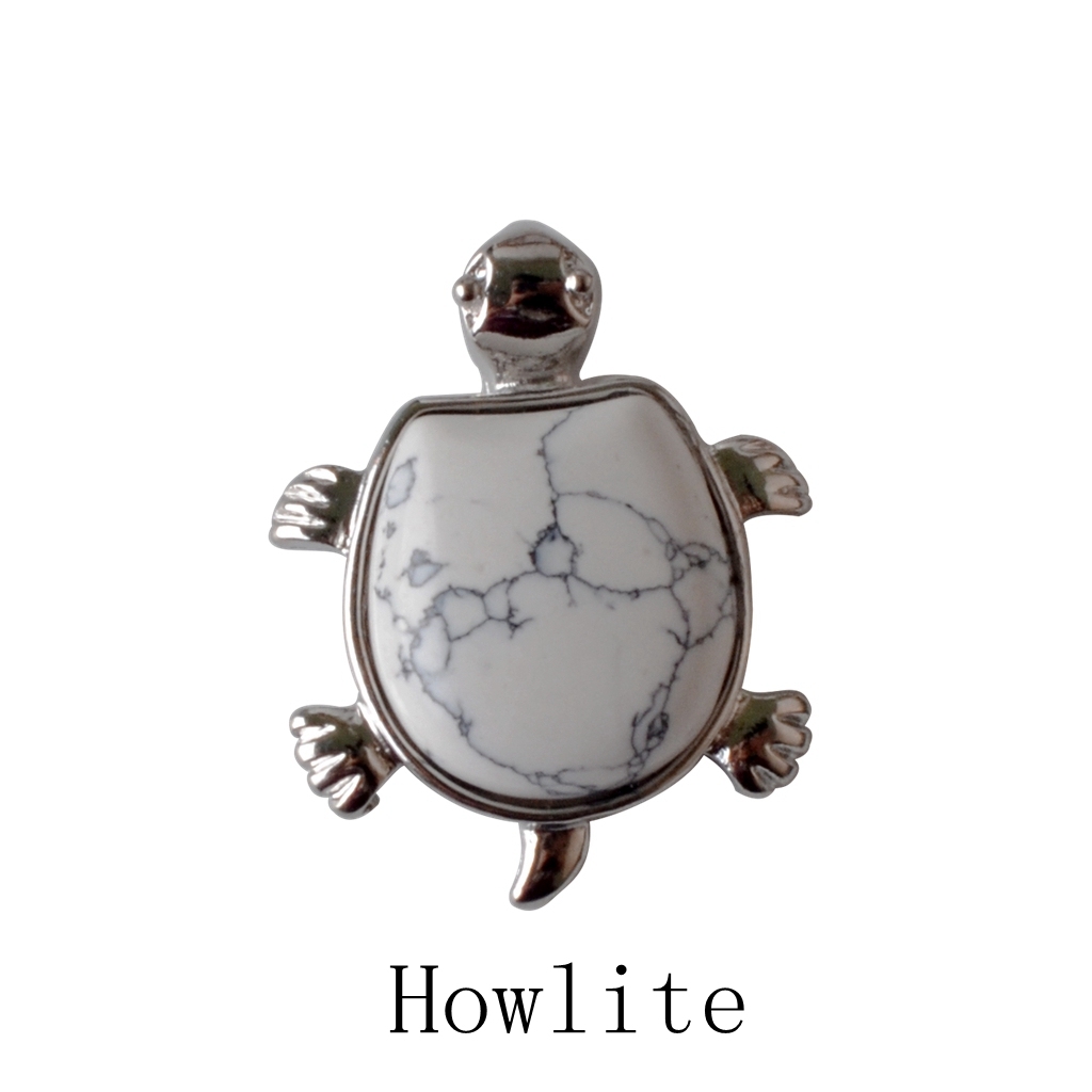 Silver Longevity Turtle Gemstone Pendant Healing Stone Necklace Tortoise Men's Women's Birthstone Jewelry Treatment