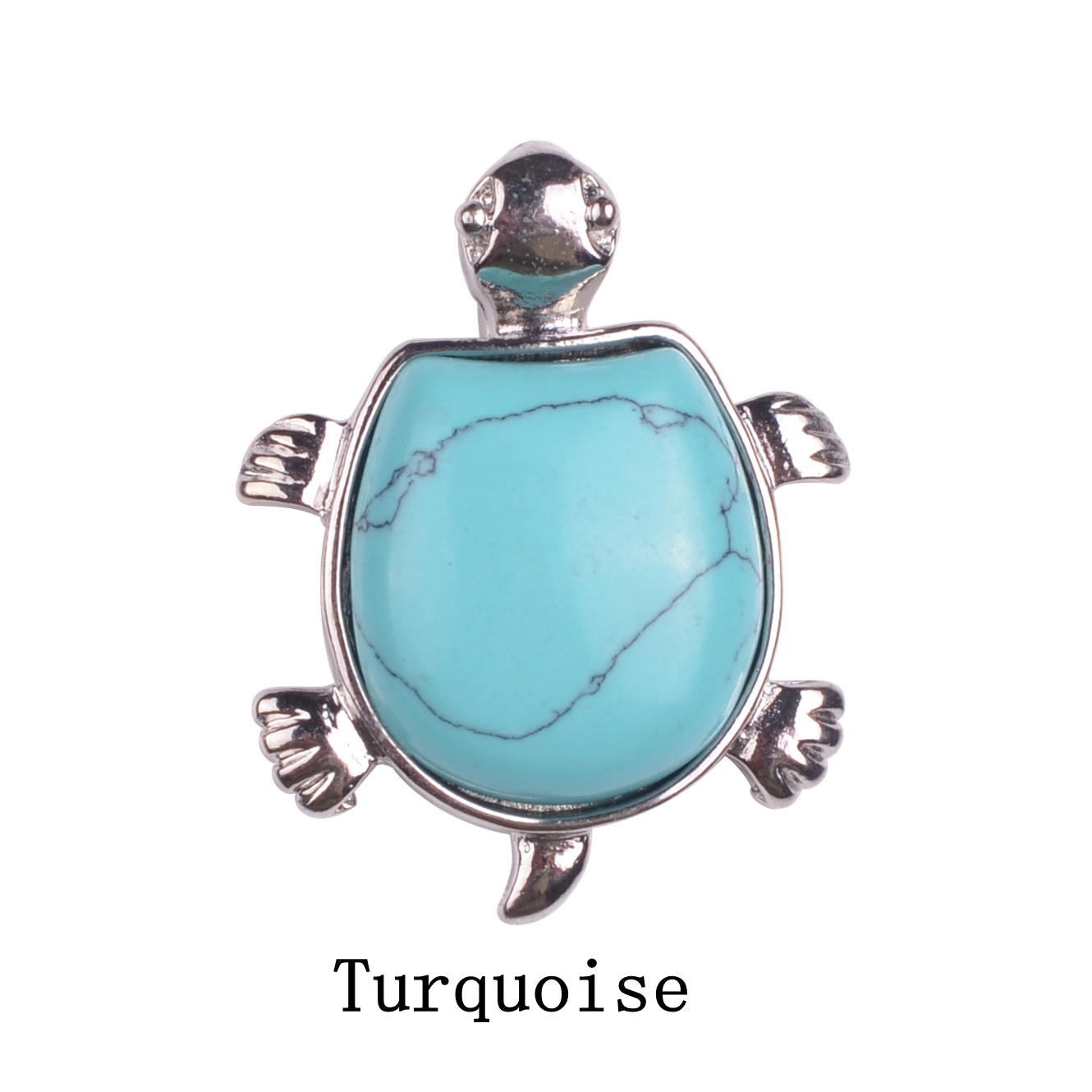 Silver Longevity Turtle Gemstone Pendant Healing Stone Necklace Tortoise Men's Women's Birthstone Jewelry Treatment