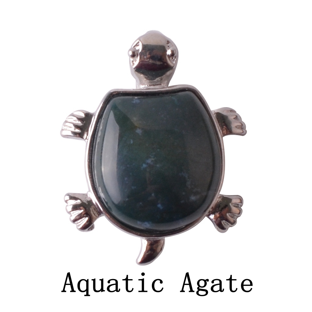 Silver Longevity Turtle Gemstone Pendant Healing Stone Necklace Tortoise Men's Women's Birthstone Jewelry Treatment