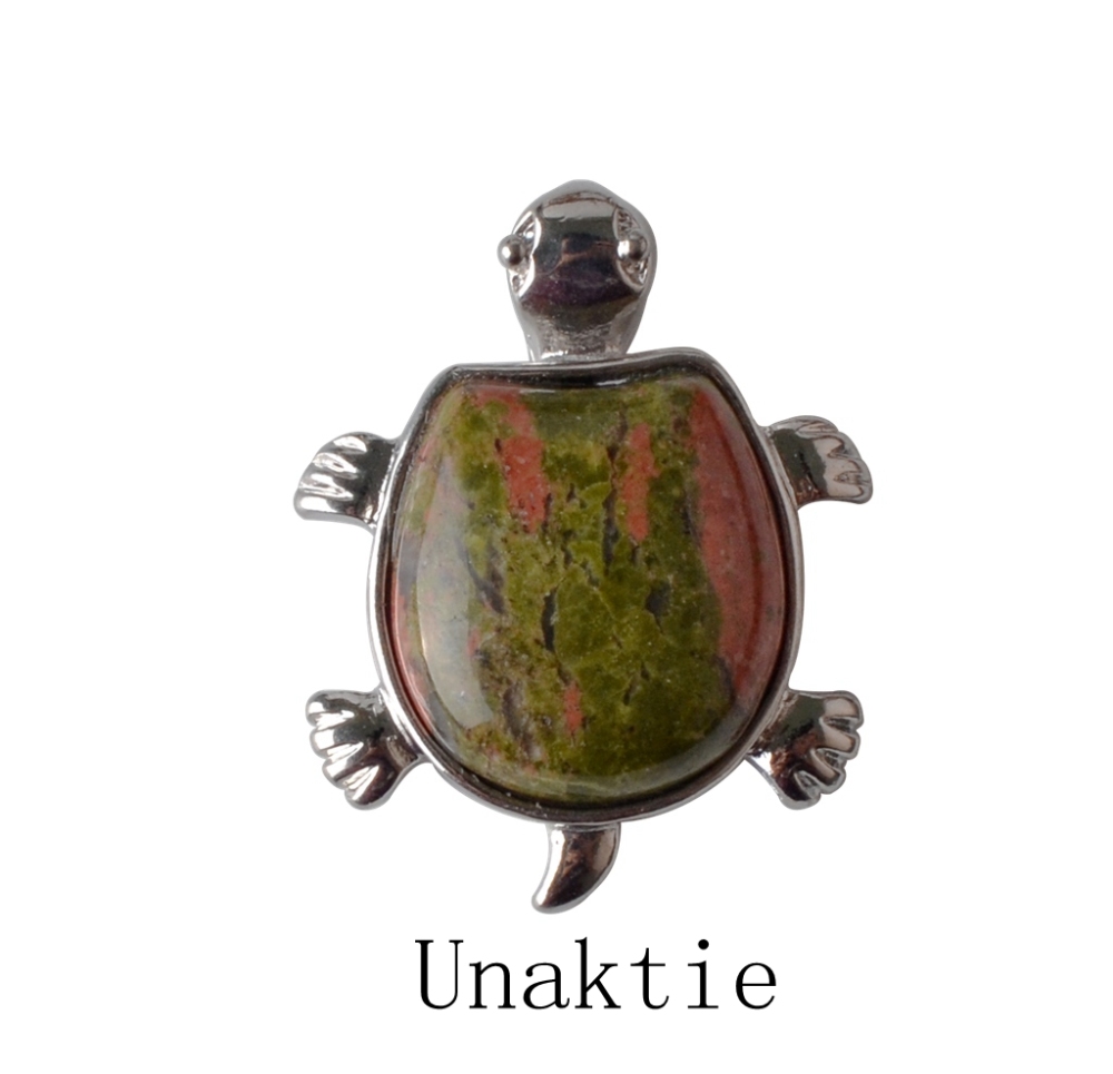 Silver Longevity Turtle Gemstone Pendant Healing Stone Necklace Tortoise Men's Women's Birthstone Jewelry Treatment