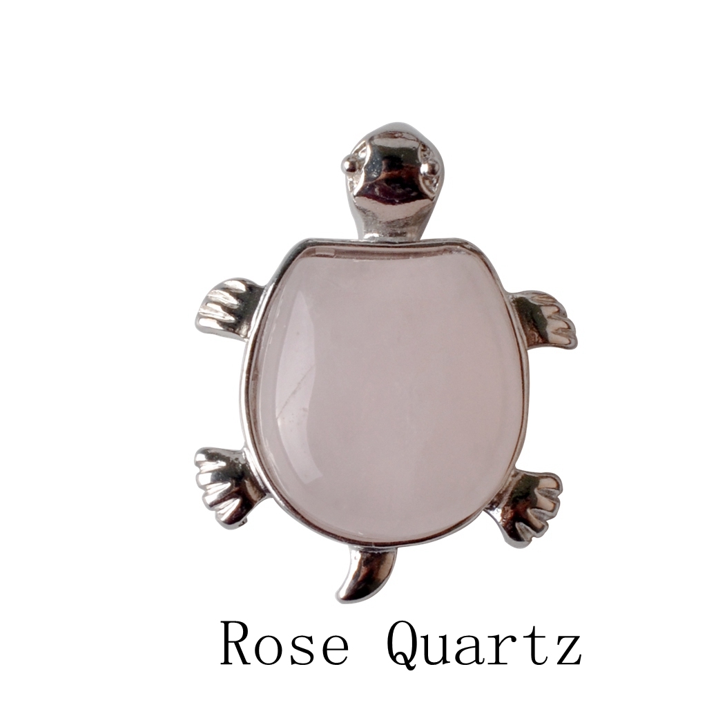 Silver Longevity Turtle Gemstone Pendant Healing Stone Necklace Tortoise Men's Women's Birthstone Jewelry Treatment