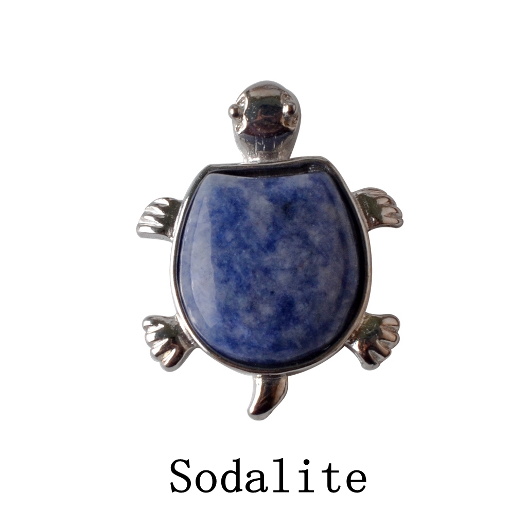 Silver Longevity Turtle Gemstone Pendant Healing Stone Necklace Tortoise Men's Women's Birthstone Jewelry Treatment