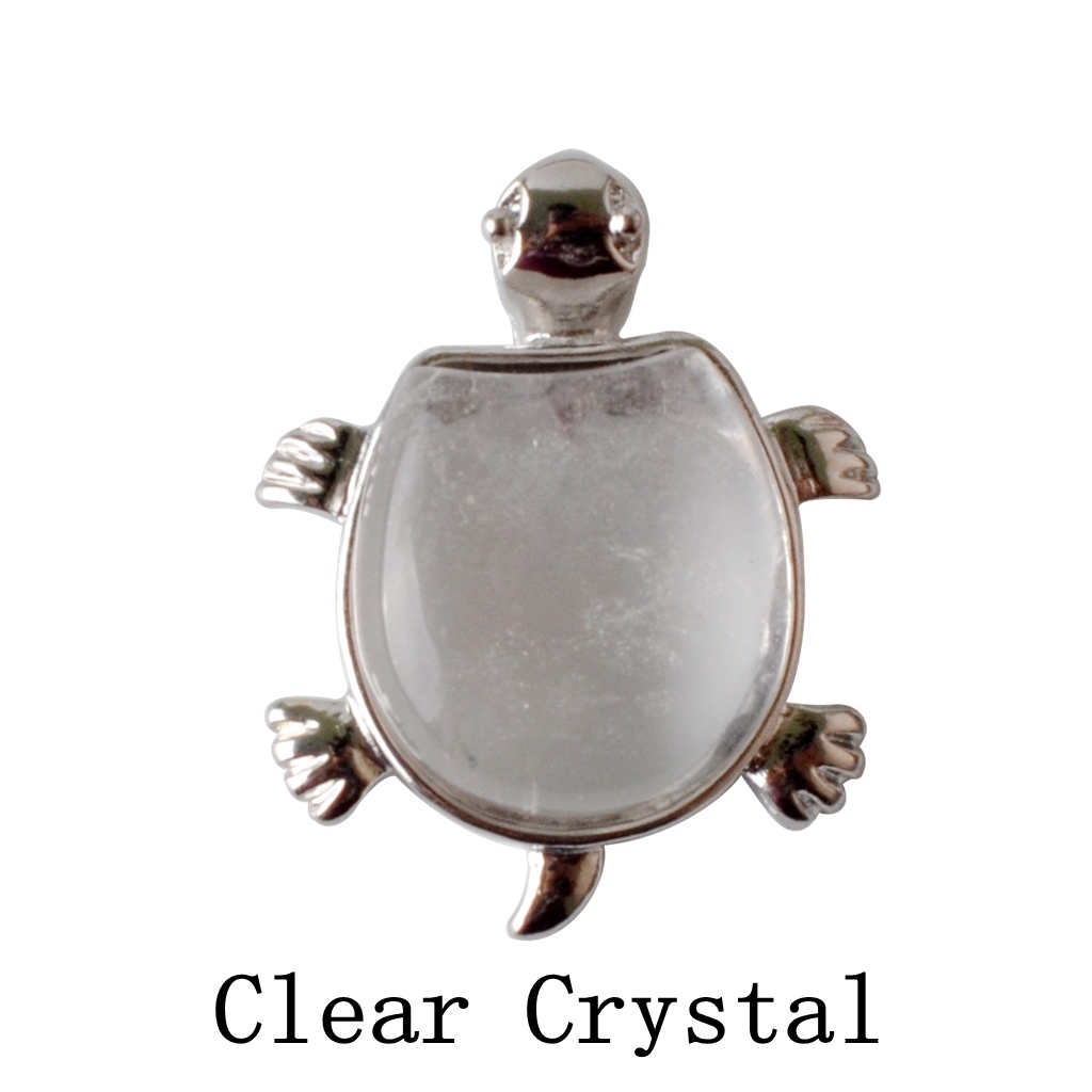 Silver Longevity Turtle Gemstone Pendant Healing Stone Necklace Tortoise Men's Women's Birthstone Jewelry Treatment