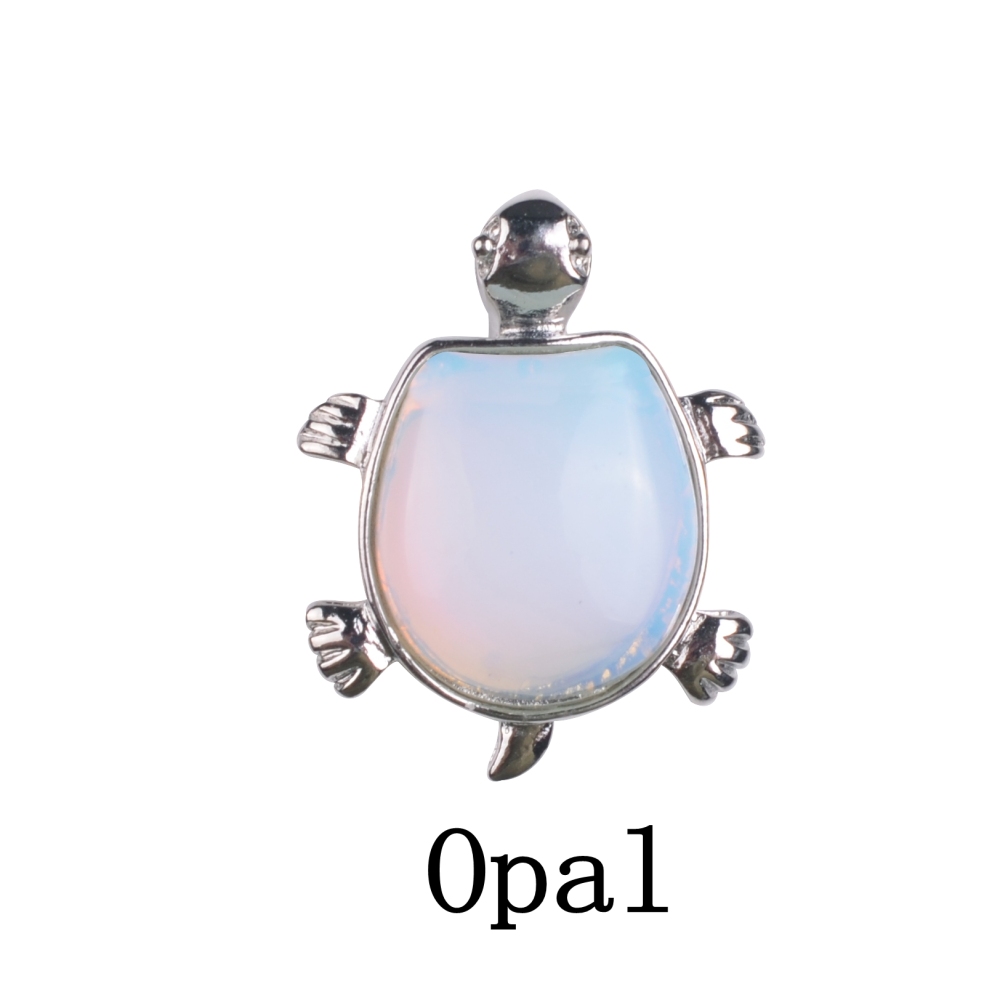 Silver Longevity Turtle Gemstone Pendant Healing Stone Necklace Tortoise Men's Women's Birthstone Jewelry Treatment