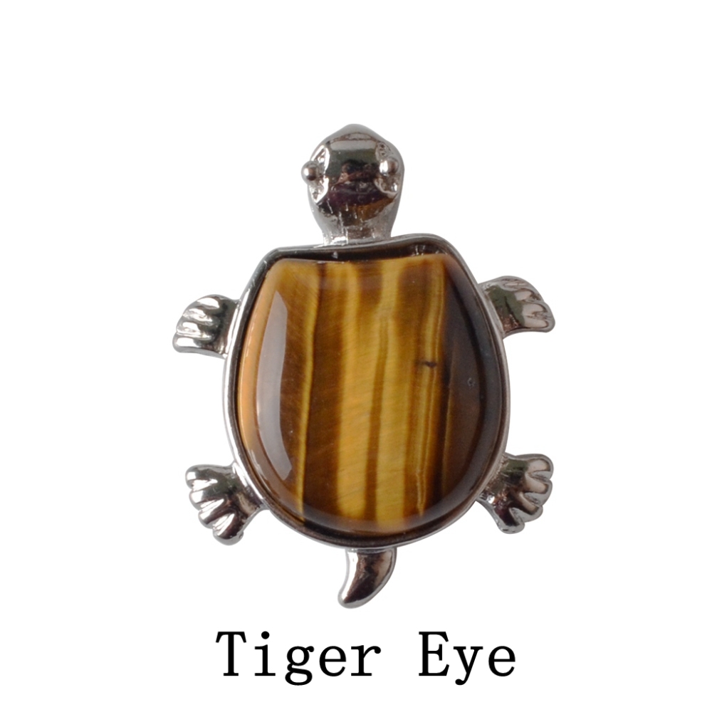 Silver Longevity Turtle Gemstone Pendant Healing Stone Necklace Tortoise Men's Women's Birthstone Jewelry Treatment