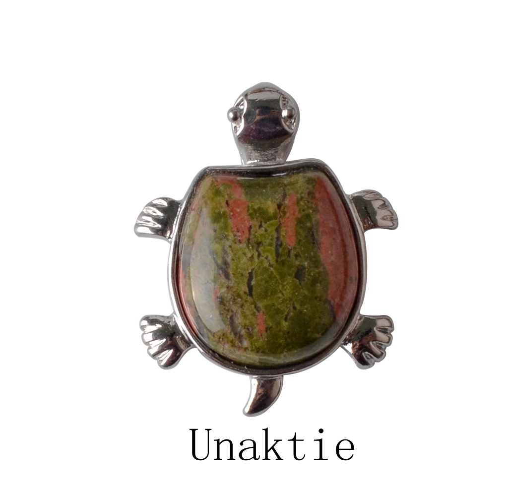 Silver Longevity Turtle Gemstone Pendant Healing Stone Necklace Tortoise Men's Women's Birthstone Jewelry Treatment