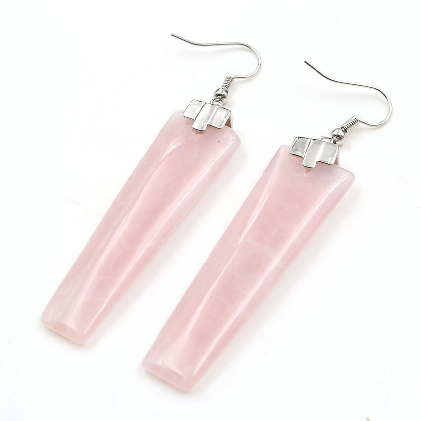 Fashion Earrings Natural Crystal Stone Geometric Amethyst Rose Quartz Tiger Eye Stones Earrings for Women and Girl Jewelry