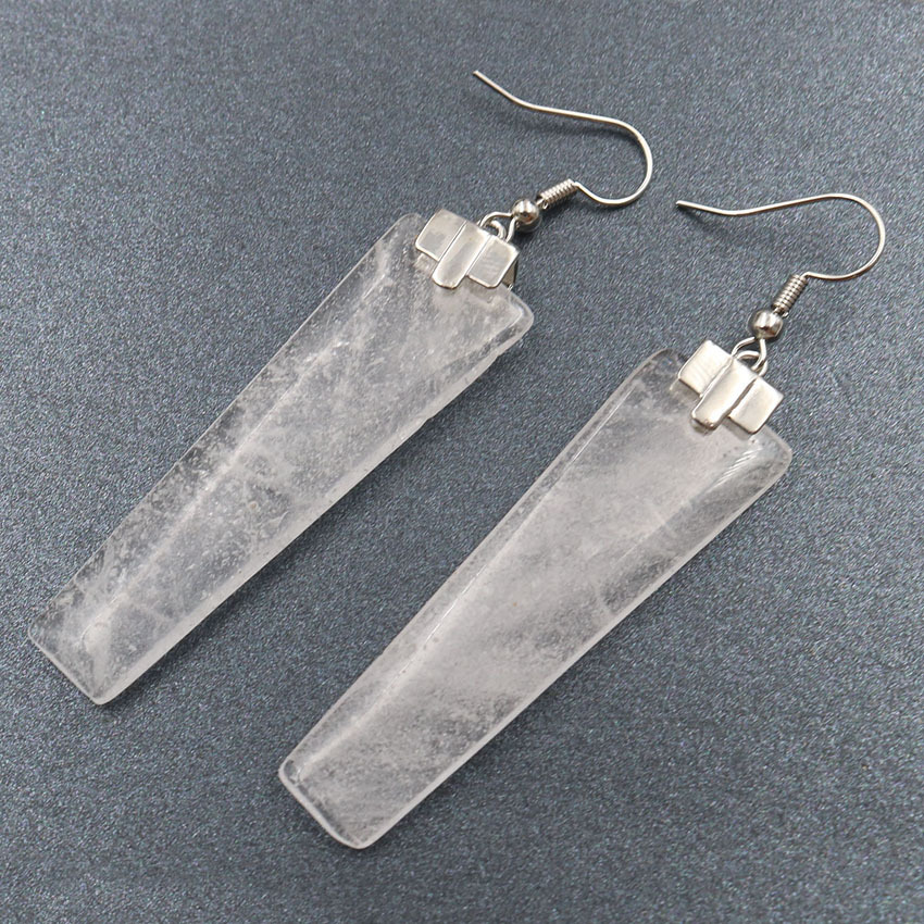 Fashion Earrings Natural Crystal Stone Geometric Amethyst Rose Quartz Tiger Eye Stones Earrings for Women and Girl Jewelry