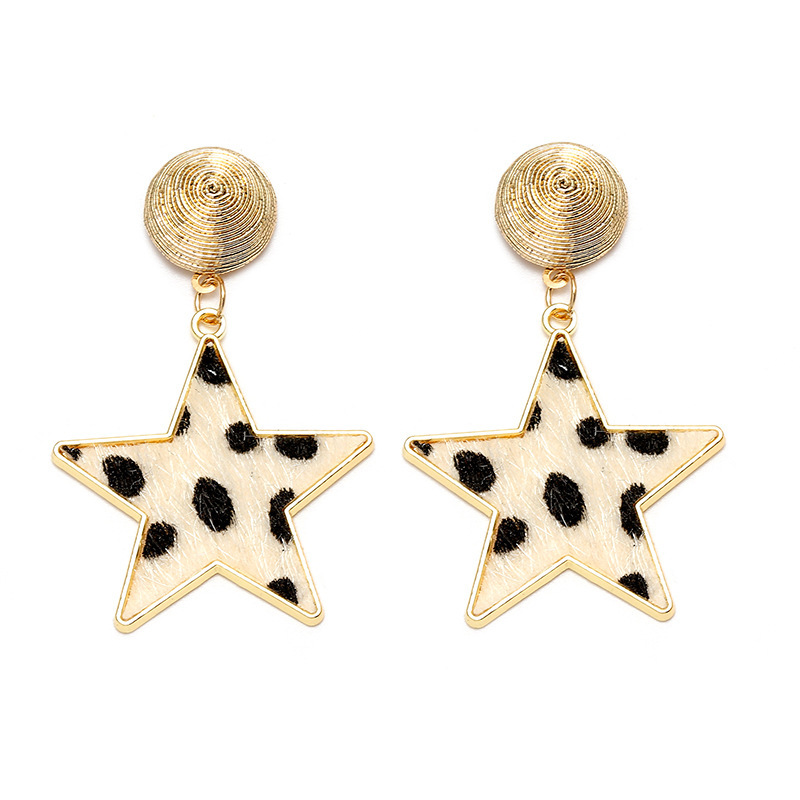 Fashion Women Earrings Jewelry Pentagram Heart Fashion Leopard Women Pendant Earrings