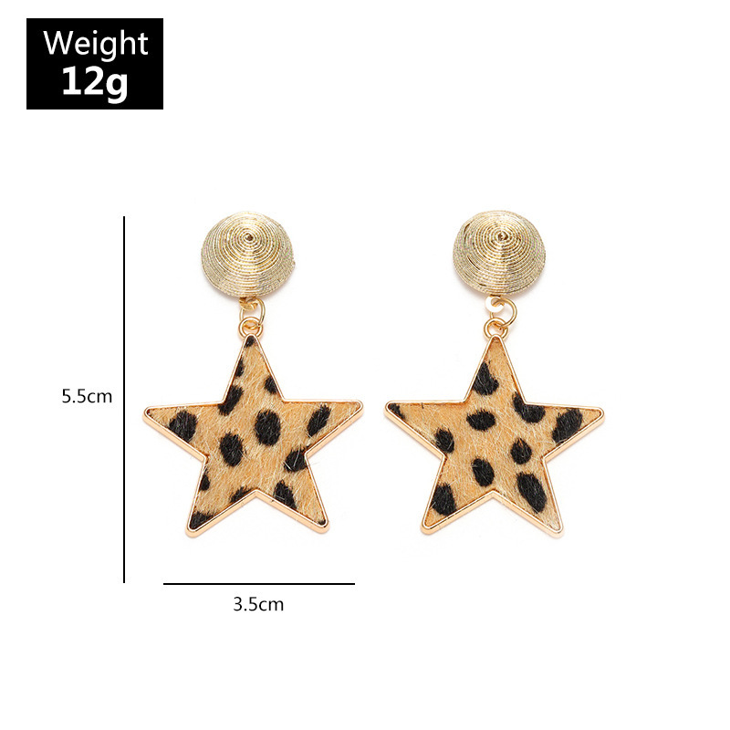 Fashion Women Earrings Jewelry Pentagram Heart Fashion Leopard Women Pendant Earrings