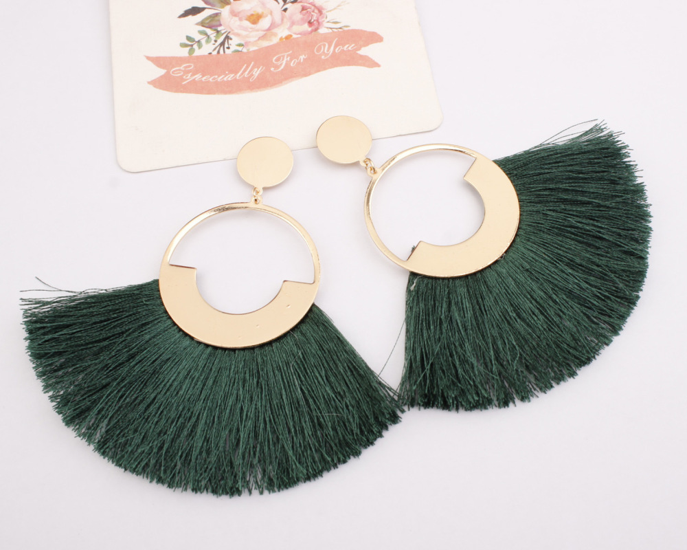 Dangle &chandelier colorful Bohemian circle Tassel Earrings Fashion flower V-shaped design stud suitable for ladies and girls declaration