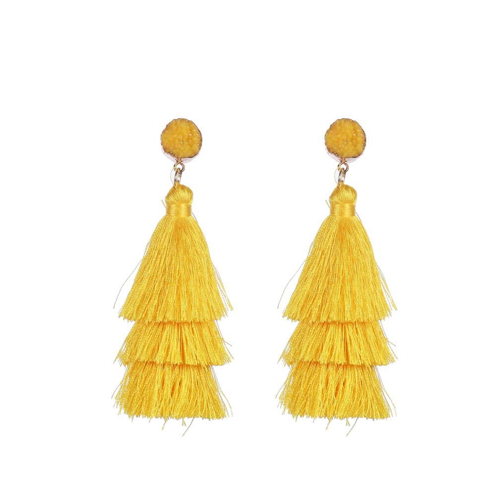 Color layered fringe ear hook earrings bohemian pendant lady girl layered tassel earrings ladies gift