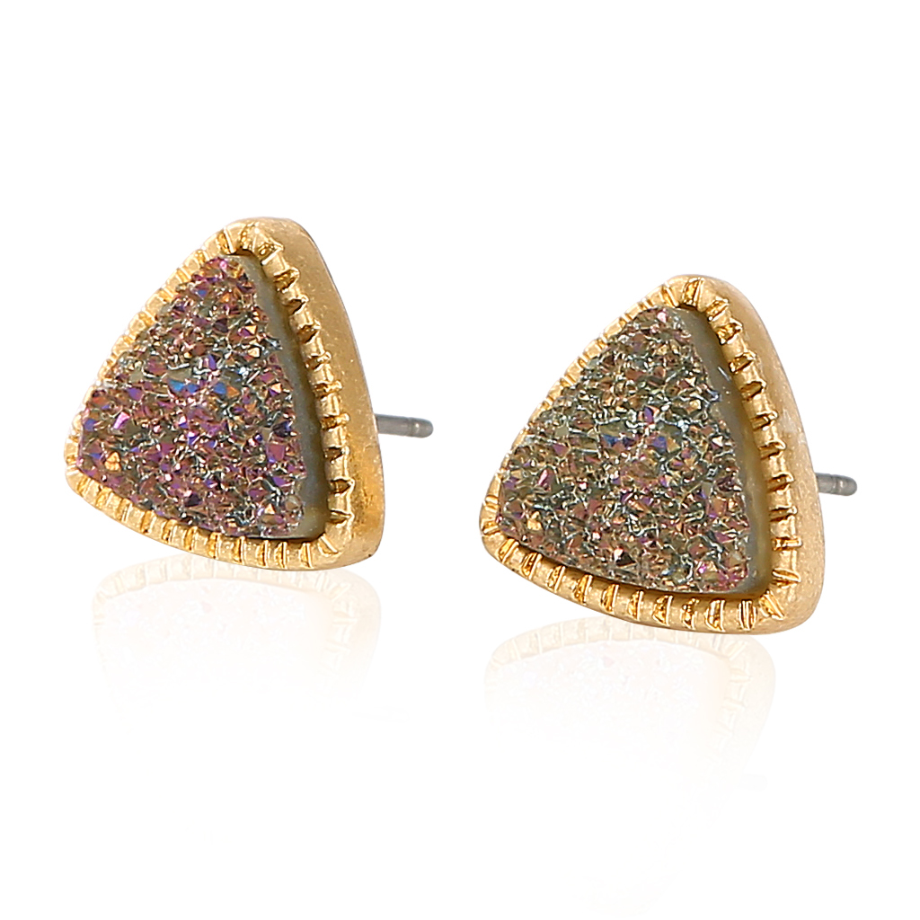 6 Pairs Women Crystal Druse Stud Earrings Hypoallergenic Geometry Shiny Druzy Earring Men boys Fashion Jewelry