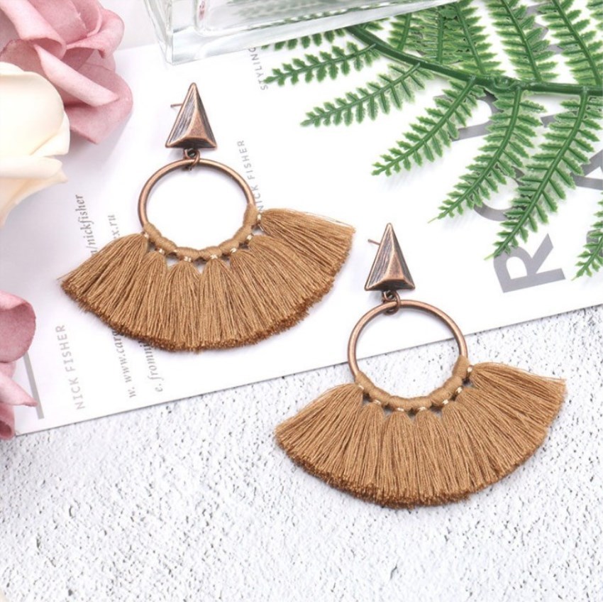 Fashion Earrings Women's Handmade Fan-fringed Earrings Women's Fashion Multi-color Selection