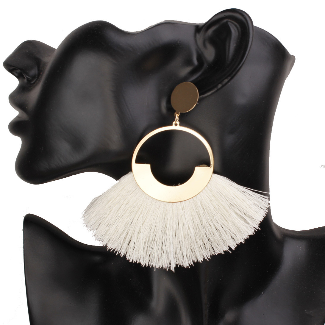 Dangle &chandelier colorful Bohemian circle Tassel Earrings Fashion flower V-shaped design stud suitable for ladies and girls declaration