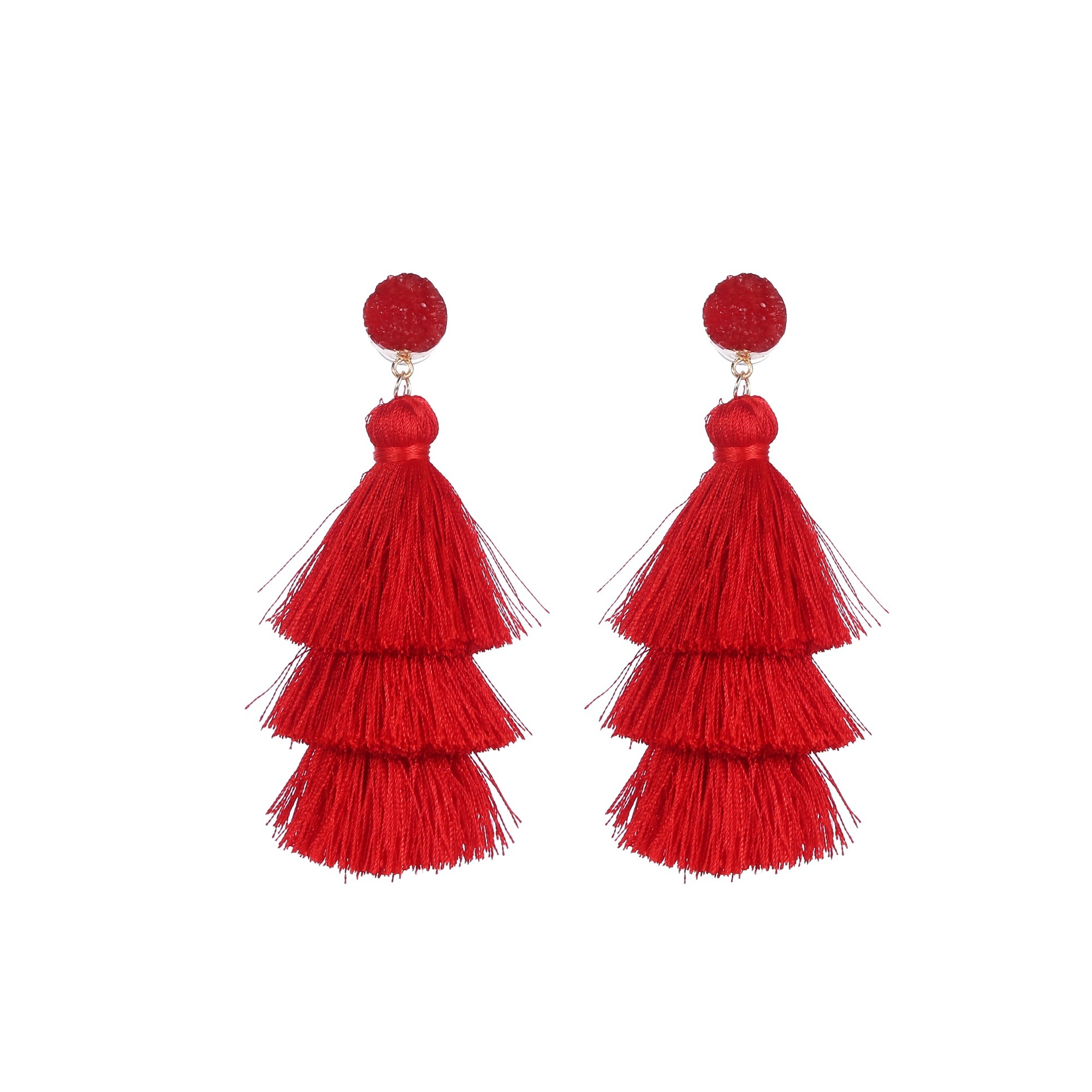 Color layered fringe ear hook earrings bohemian pendant lady girl layered tassel earrings ladies gift