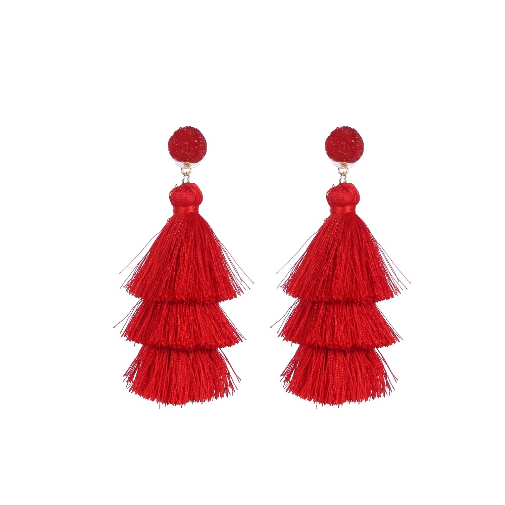 Color layered fringe ear hook earrings bohemian pendant lady girl layered tassel earrings ladies gift