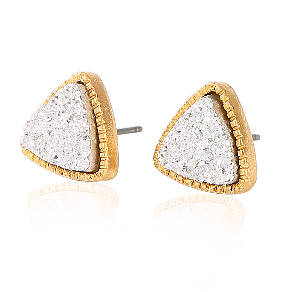 6 Pairs Women Crystal Druse Stud Earrings Hypoallergenic Geometry Shiny Druzy Earring Men boys Fashion Jewelry
