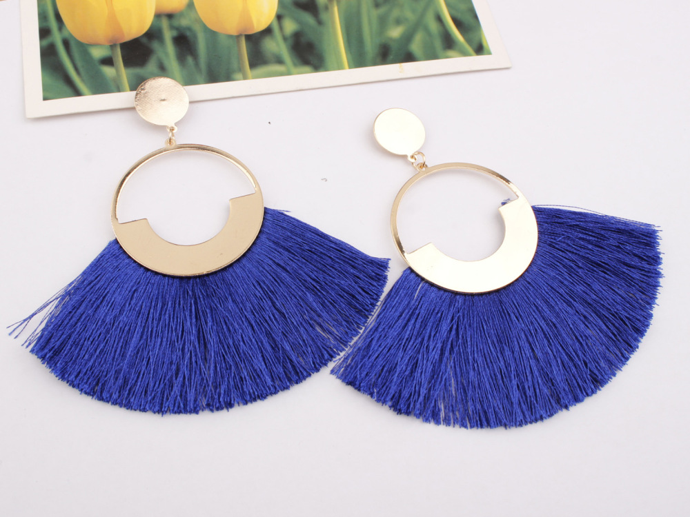 Dangle &chandelier colorful Bohemian circle Tassel Earrings Fashion flower V-shaped design stud suitable for ladies and girls declaration