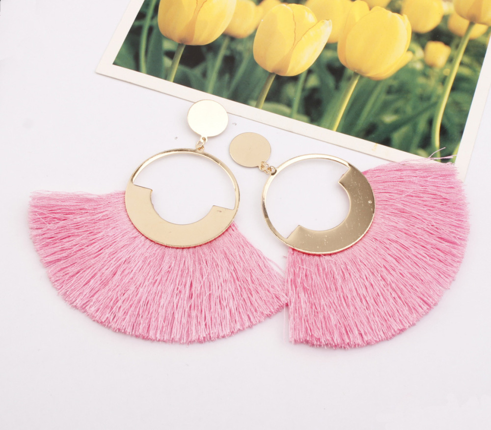 Dangle &chandelier colorful Bohemian circle Tassel Earrings Fashion flower V-shaped design stud suitable for ladies and girls declaration