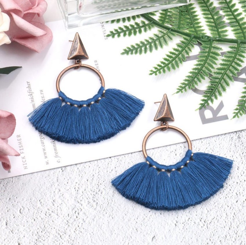 Fashion Earrings Women's Handmade Fan-fringed Earrings Women's Fashion Multi-color Selection