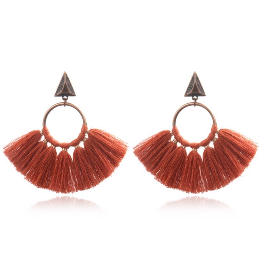 Fashion Earrings Women's Handmade Fan-fringed Earrings Women's Fashion Multi-color Selection