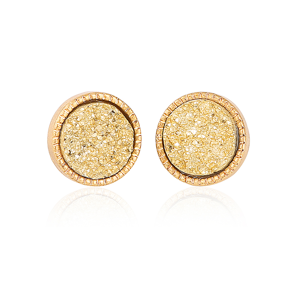 9 Color Pretty Cute Druzy Crystal Round Stud Earrings Set for Women Girl Fashion Delicate Pierced Jewelry